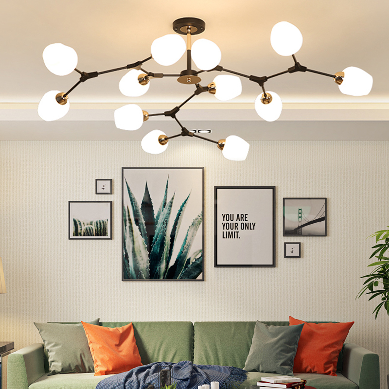  简约现代LED客厅灯北欧创意卧室餐厅吊灯个性玻璃球魔豆分子灯具_星河灯饰 