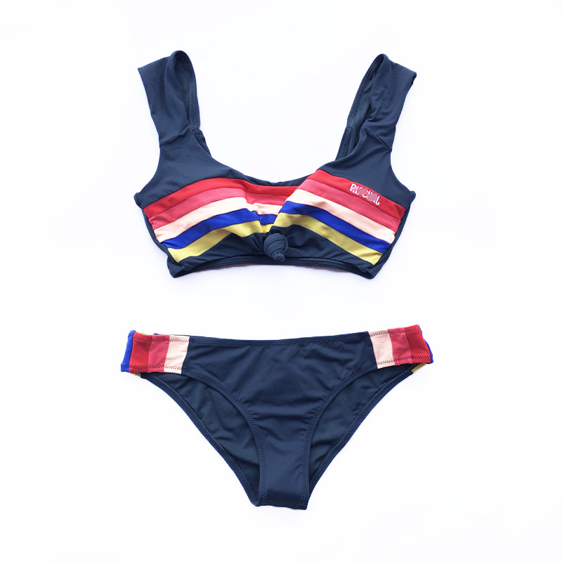 澳洲运动时尚三角比基尼游泳衣女冲浪潜水彩虹色聚拢显瘦海滩度假