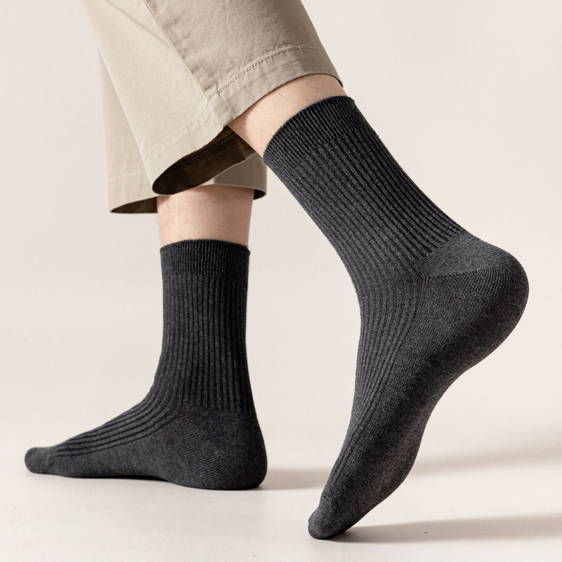 素笙简日系袜子的优惠券大全—长筒袜男袜子男士中筒春秋冬黑色纯色