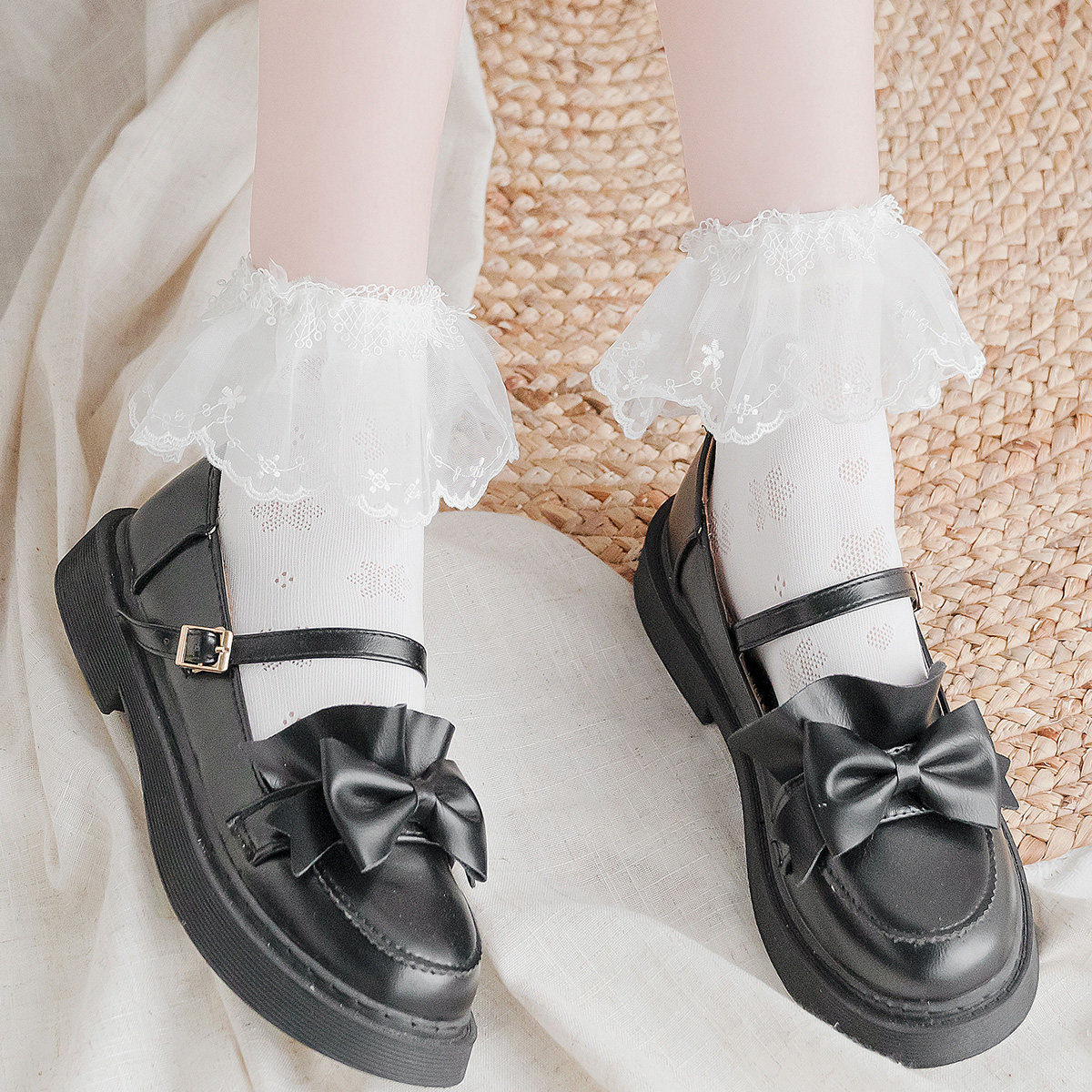 原创自制洛丽塔蕾丝花边可爱女袜子