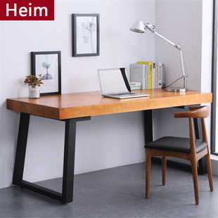 北欧铁艺实木电脑桌家用飘窗小型办公桌现代简约老板办公室桌商用
