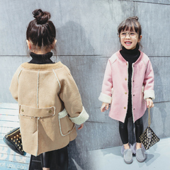 童装女童秋冬2016新款儿童小女孩加厚韩版中长款鹿皮绒大衣外套潮