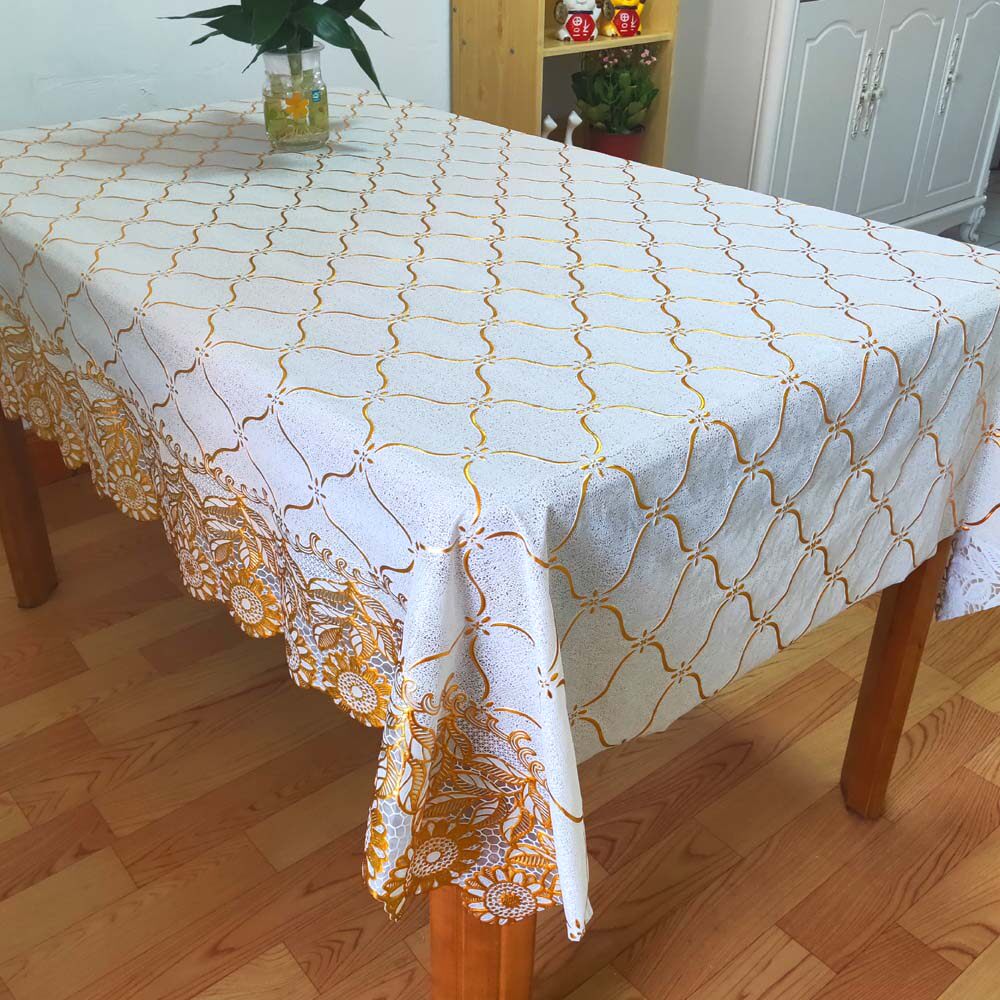 防水桌布北欧pvc塑料桌布餐桌垫防水防油免洗台布茶几垫烫金欧韵