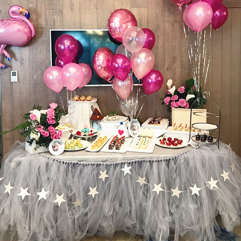 tutu纱桌裙宝宝周岁生日布置派对甜品台装饰桌布桌围纱宝宝椅装饰
