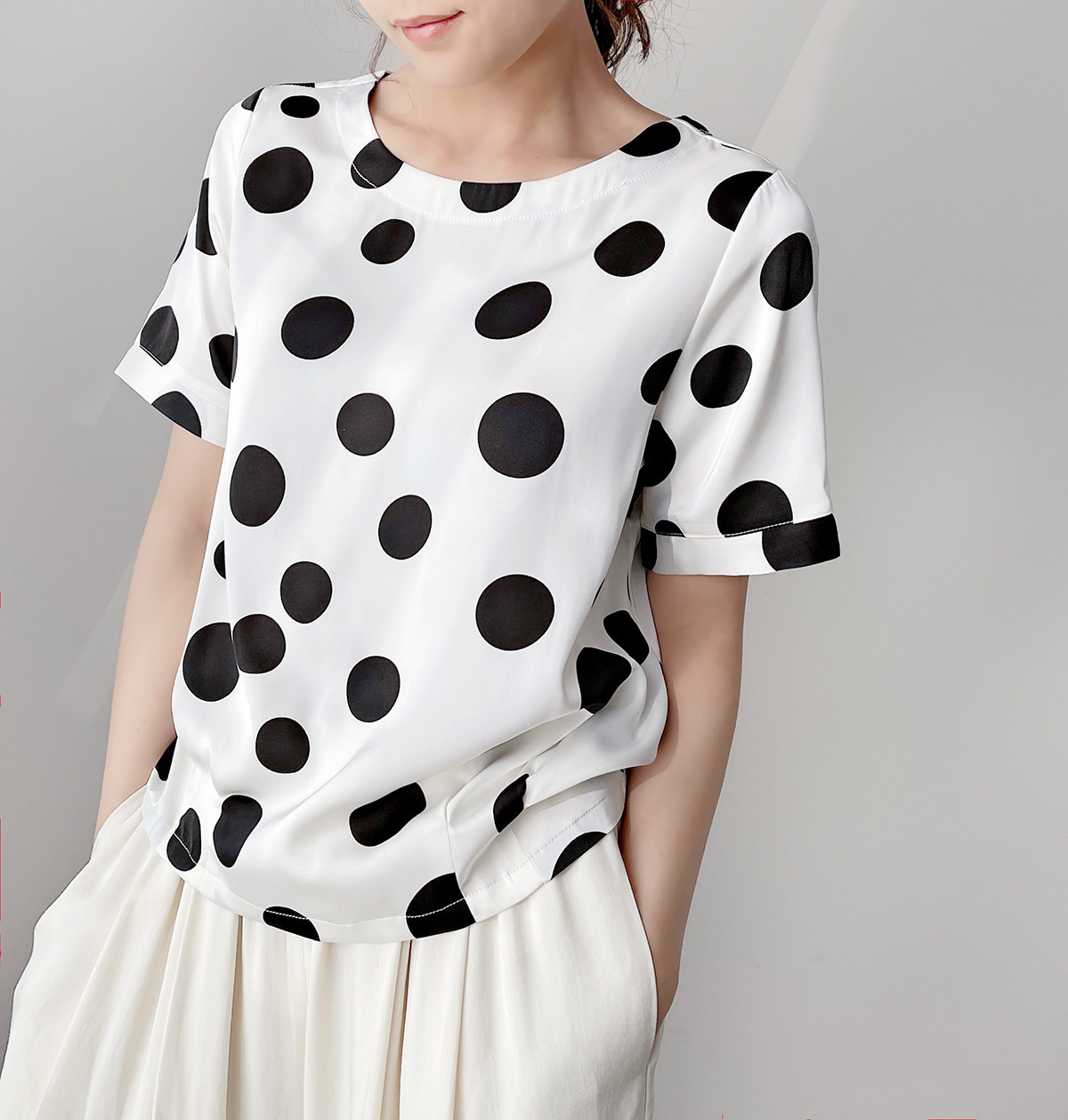 大波点上衣女夏