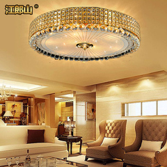 LED欧式水晶圆形吸顶灯现代简约创意奢华客厅卧室书房餐厅灯具