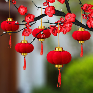 国庆中秋装饰小灯笼挂件室内户外盆栽树上挂饰红灯笼节日喜庆布置