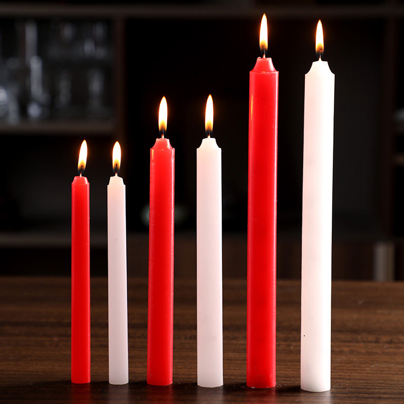 红白蜡烛家用停电应急照明蜡烛日用烛光室内无烟耐烧长杆蜡烛腊花