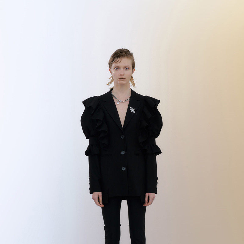 claretmono女士荷叶边西装法式小众气质早春中长款西装301269