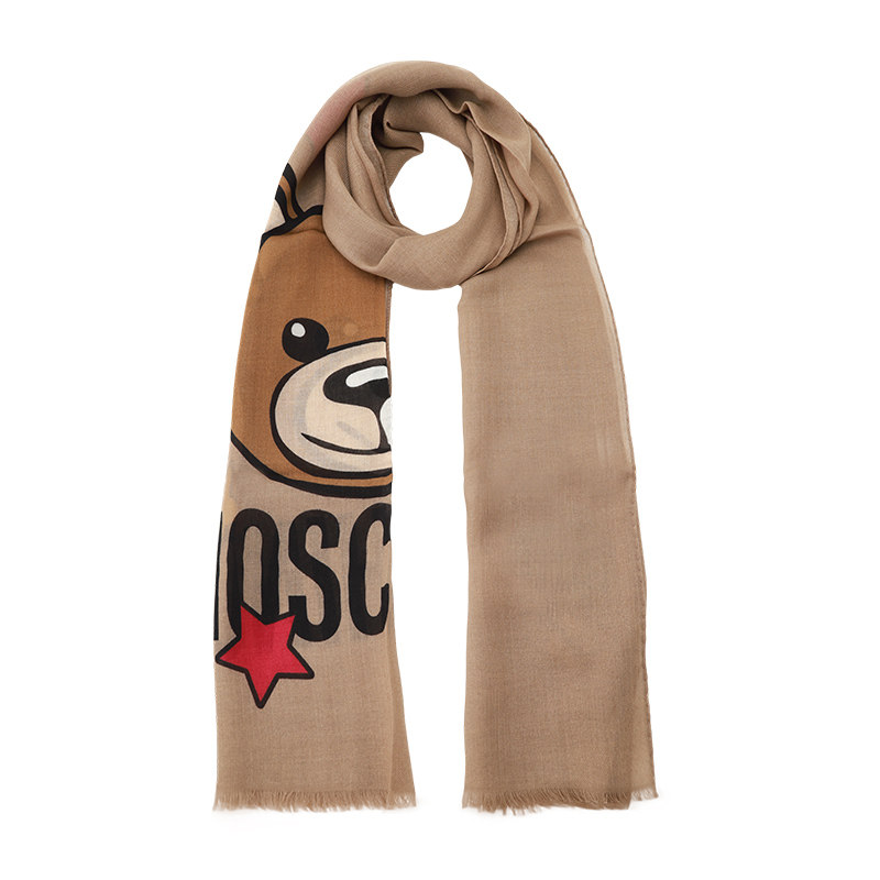 moschino/莫斯奇诺女士小熊头像logo款羊毛围巾 300217