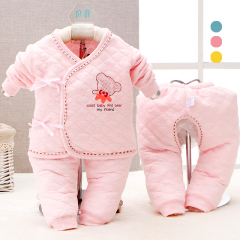 2016春装纯棉婴儿保暖内衣三件套宝宝系带和尚服新生儿衣服春秋