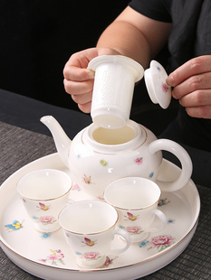 陶瓷过滤网羊脂玉茶壶大号白瓷单壶家用办公大容量功夫茶具泡茶壶