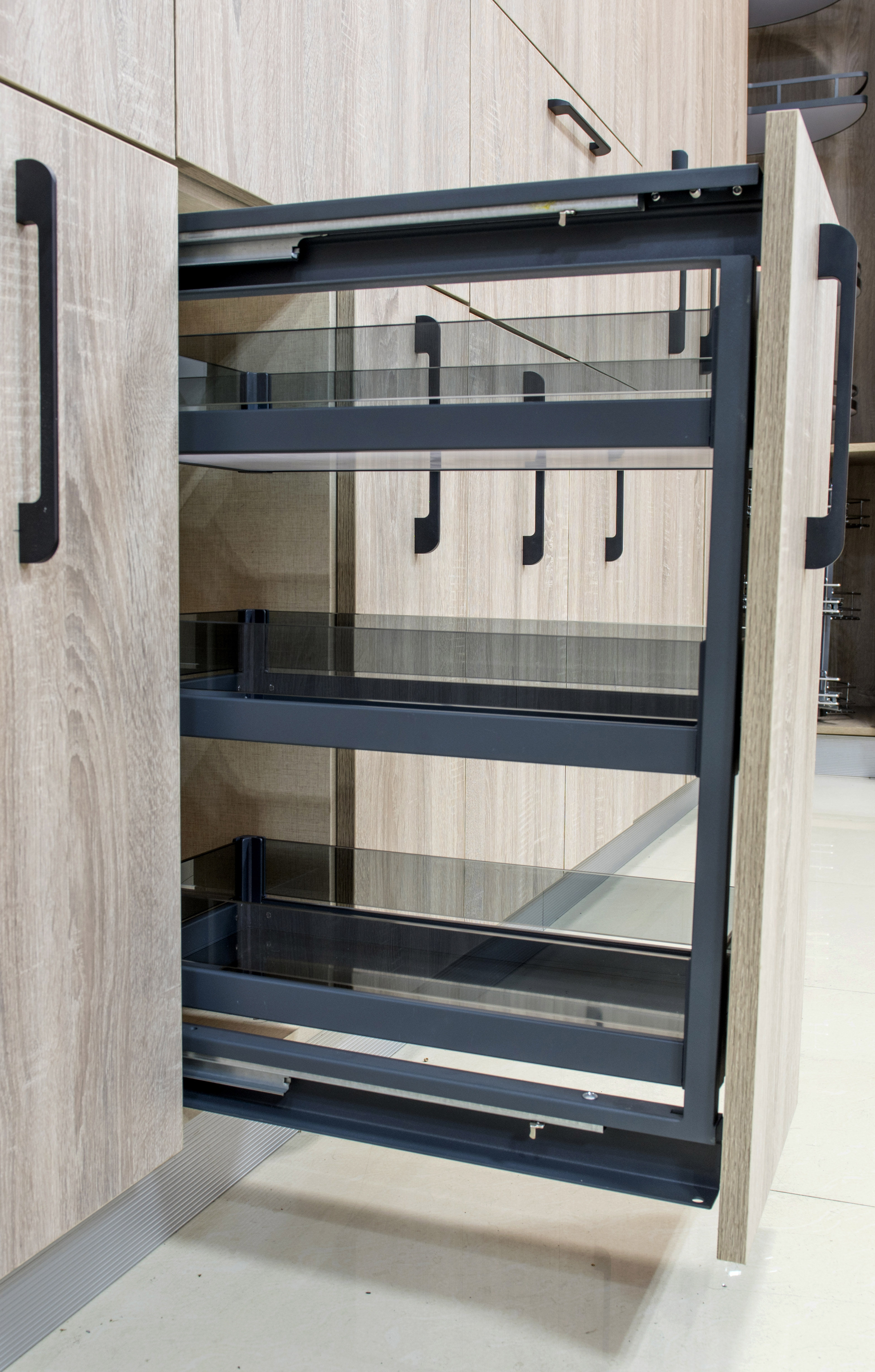 三层阻尼轨道侧式拉篮 衣柜收纳拉篮 零食收纳拉篮