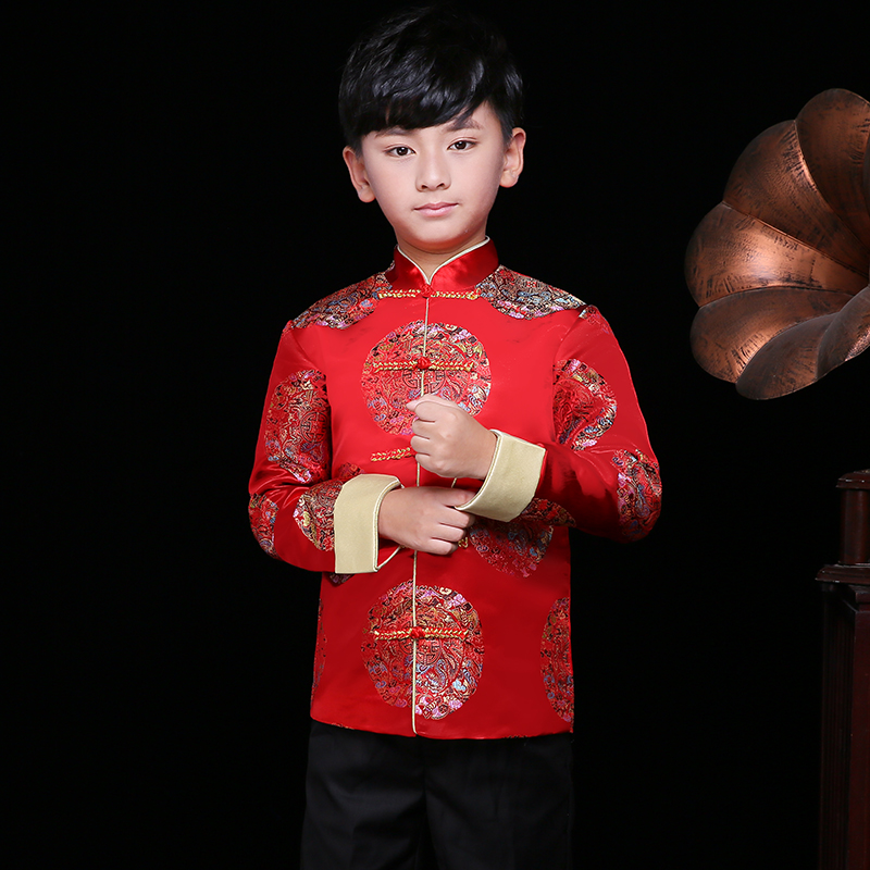 男童唐装中式中国风演出服小男孩古风汉服童装儿童古装礼服男冬款