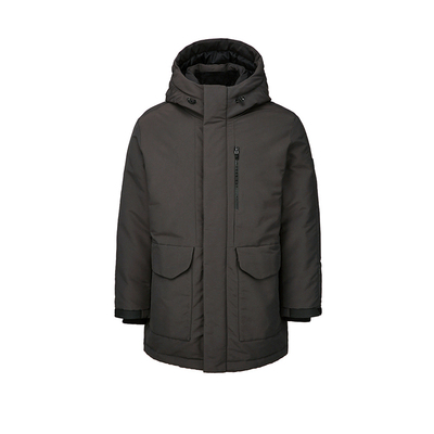 guess韩国代购21冬季男连帽鸭绒保暖中长款大口袋休闲工装羽绒服