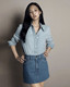 CK凯文克莱韩国代购24夏女士简约舒适弹力短牛仔半身裙40WK833