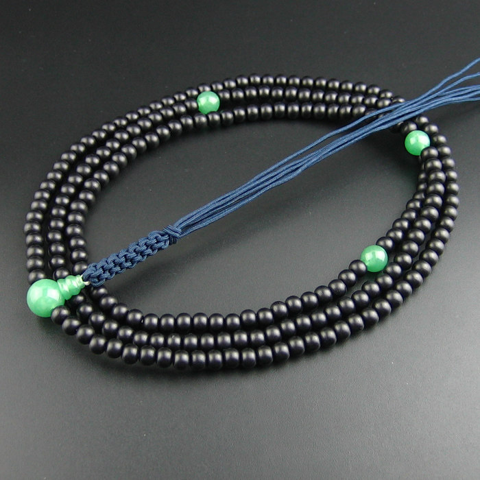 颗黑檀念珠正绢纽房绿东陵佛头全国包邮 216 妙莲花日式佛珠禅宗用