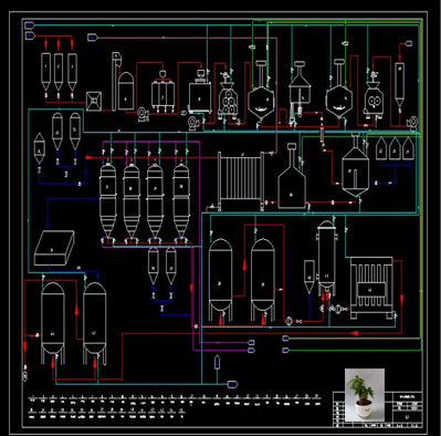 啤酒生产工厂车间工艺流程啤酒生产工艺流程设备标识CAD图纸