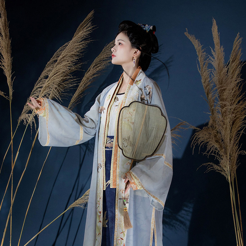 瞳莞秋冬苏幕遮直领对襟长褙子飞机袖短衫吊带抹胸百迭裙汉服女