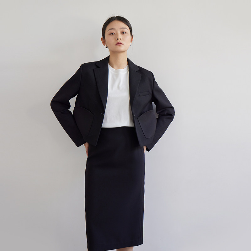 mytopbuyer bnps黑色小个子短款chic西装女外套质感高级职业正装