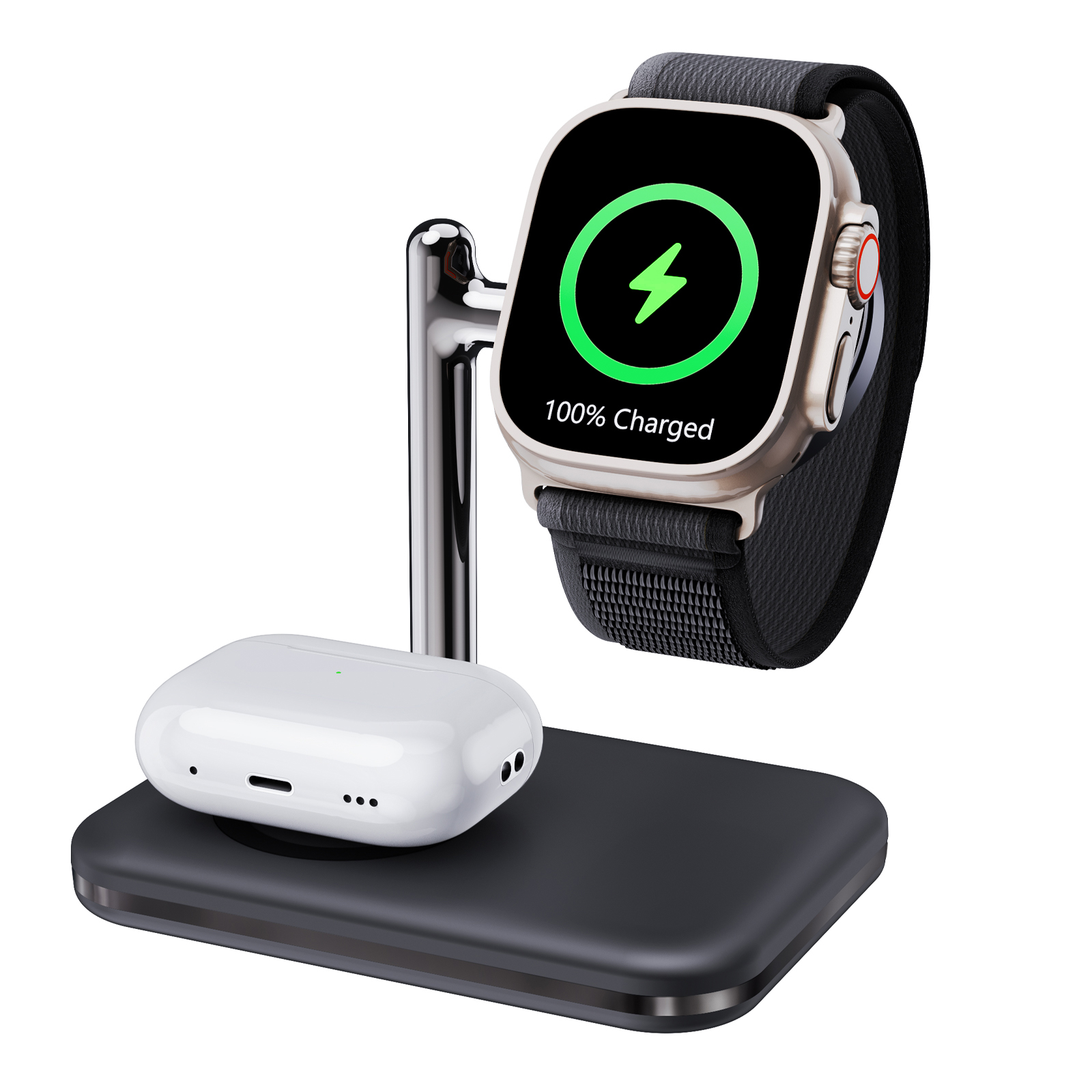 二合一适用苹果手表充电器iWatch8ultra手表支架AppleWatch 8/6/7/5/3/2/4/se耳机AirPods 2/3/Pro便携无线充