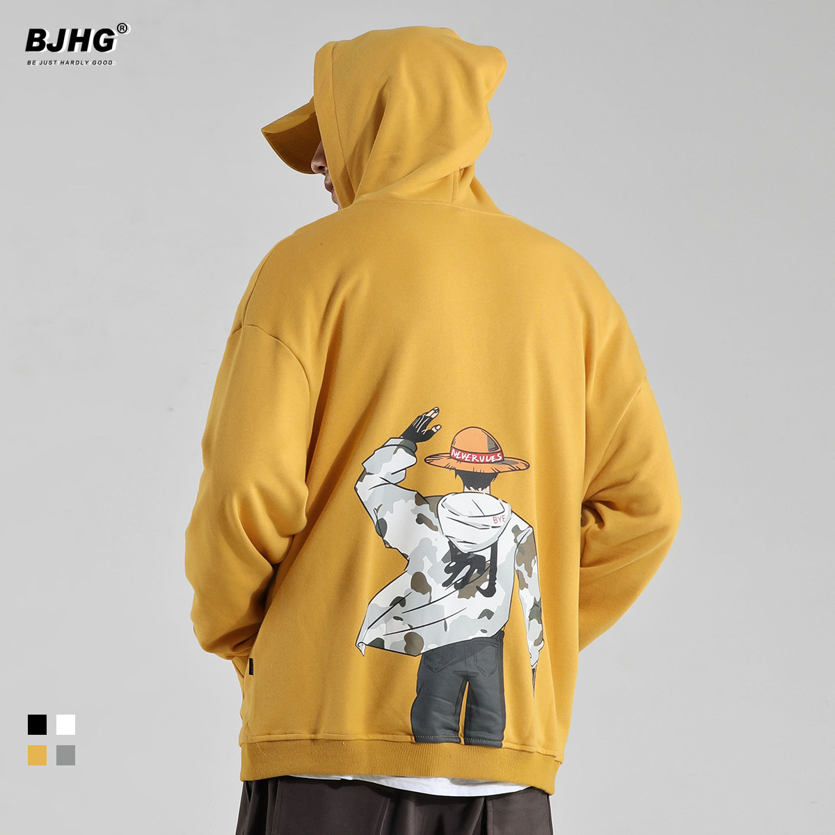 特价卡通印花情侣连帽卫衣_bjhg 秋连帽卫衣男潮牌宽松背后卡通动漫