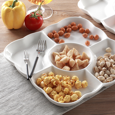 出口骨瓷陶瓷盘子五果盘水果拼盘 卤水拼盘盘子糖果果盘 分隔餐盘