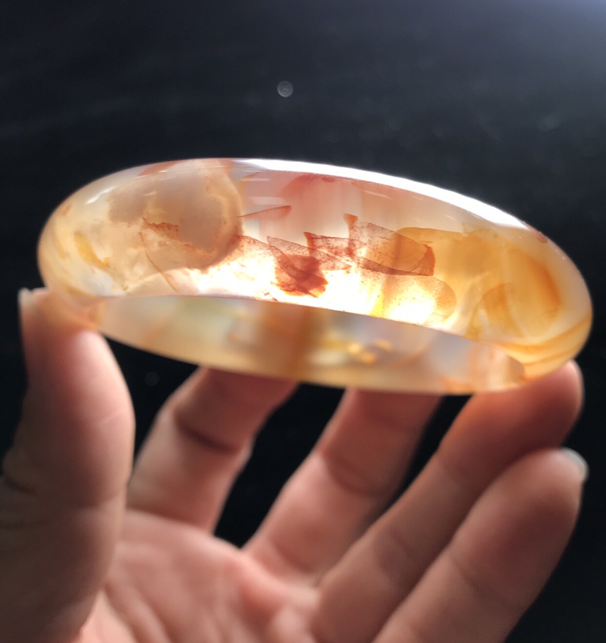 宝磊缘新品马达加斯加冰种樱花龙纹手镯内径58mm甜美浪漫大花瓣