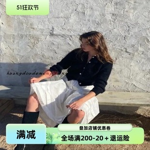 法式清新高腰镂空钩花少女感白色长裙复古休闲褶皱蕾丝花边半身裙