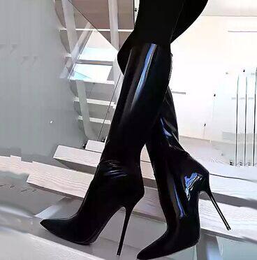 女王sm_高跟细跟不过膝长靴 sm尖头高跟细跟长筒靴定制换色反串女王