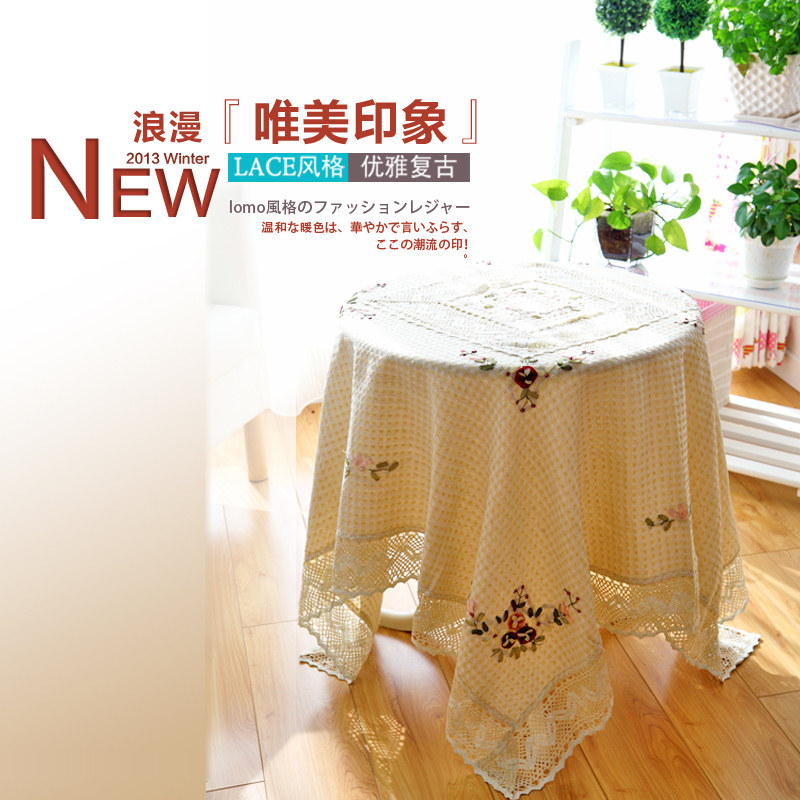 European style Countryside Cotton and hemp tea table TV cabinet desk Embroidery round table Tablecloths rectangle a living room Fabric artin the Home Fabric , Table cloth , Wallpaper category - from Buy2taobao.com to provide professional Taobao agent buy service
