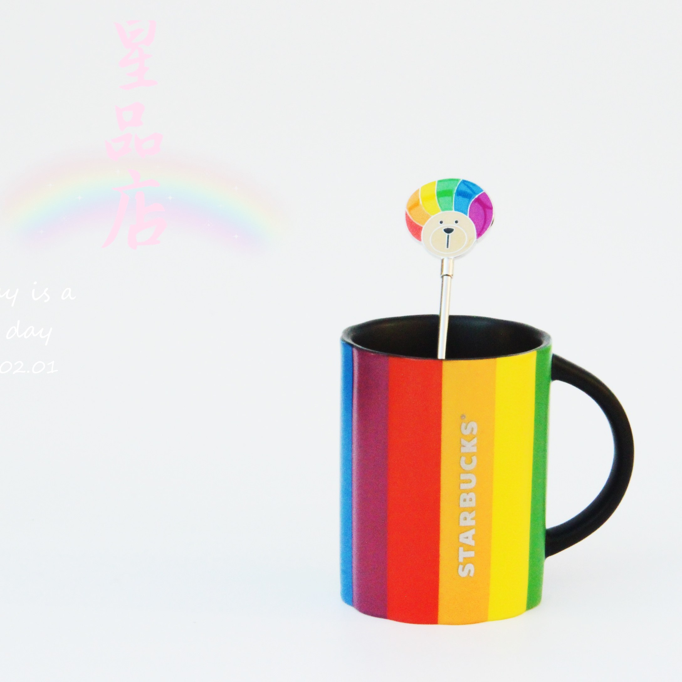 特价星巴克杯子 陶瓷 新骨瓷_星巴克鼠年杯子2020情人节礼物大爱彩虹