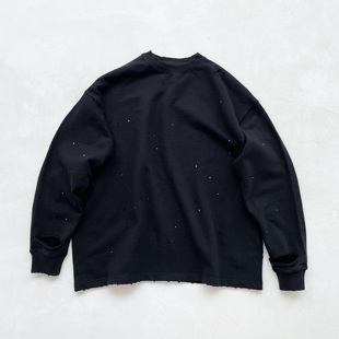 卫衣 popdada制造宇宙星空全身破坏刀割泼墨油漆高街黑色宽松长袖