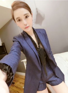 西装短裤套装女 亚麻西装2018秋新款时尚气质职业白领套装 休闲装