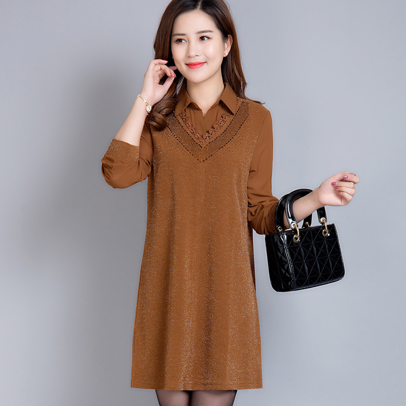 中年妈妈2018春装新款长袖连衣裙上衣大码女装衬衫中长款打底裙子|msdalam kategori Butik wanita / wanita, wanita pertengahan umur - dari Buy2taobao.com untuk memberikan perkhidmatan ejen Taobao profesional membeli