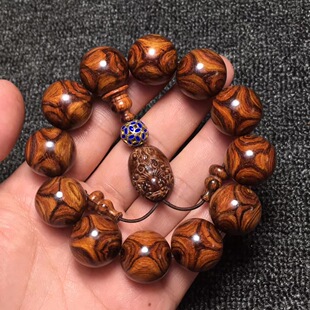 精品,海南黄花梨木老料2.0手串,鬼脸鬼眼,全x纹对眼,高油密