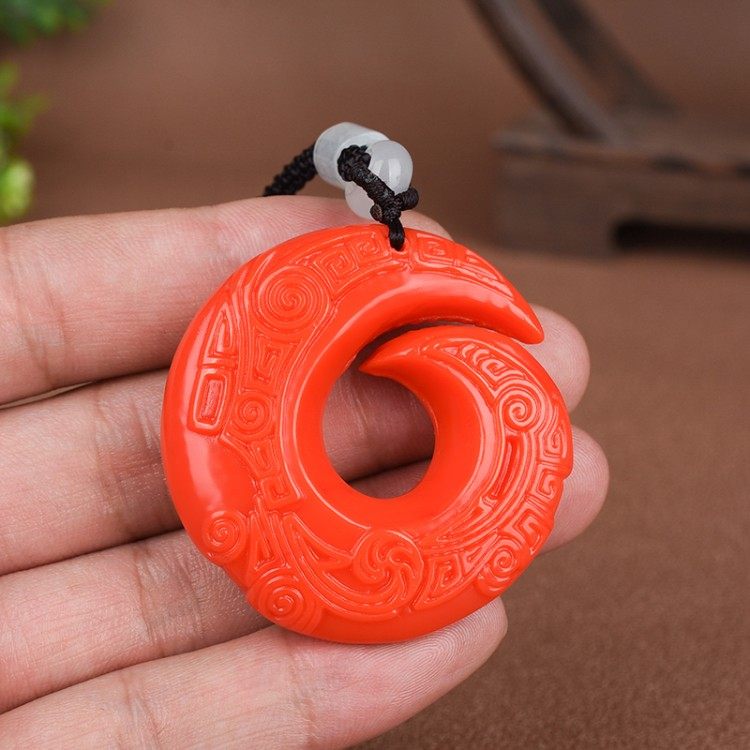 天然和田玉红玉时来运转吊坠项链坠扭转乾坤玉石挂件本命年好运到