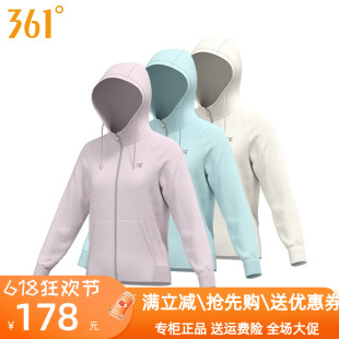 361度女装运动服卫衣棉2024春季新款361连帽开襟针织衫外套4009A