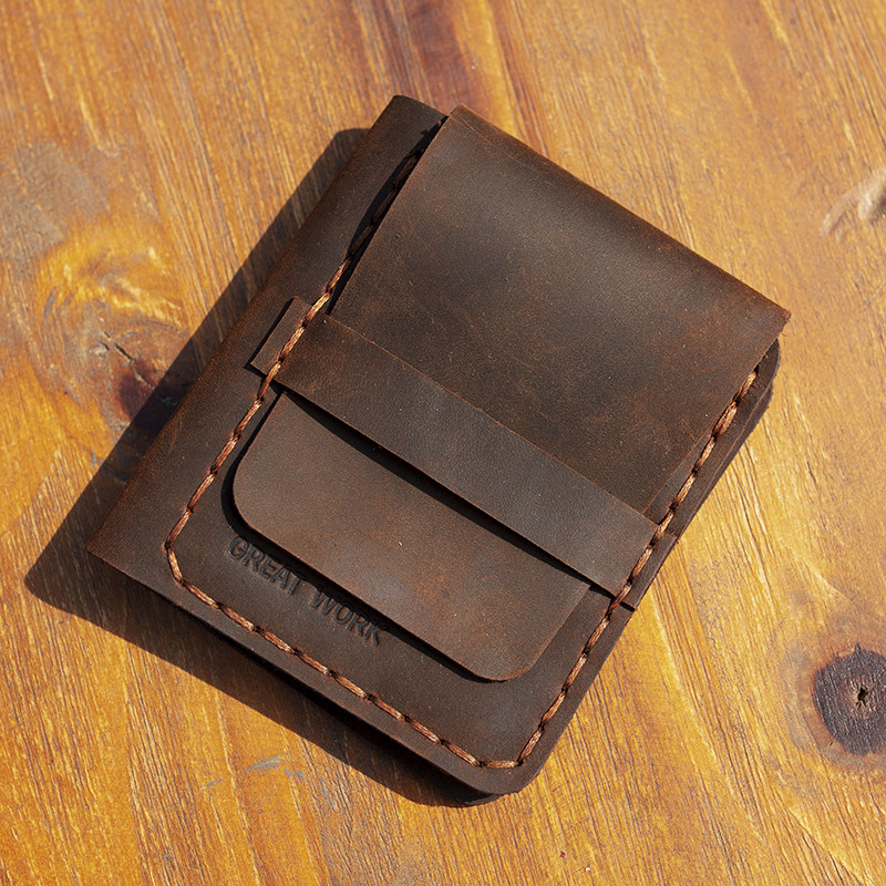 新款手工男士牛皮短款小钱包真皮复古白日梦想家同款钱夹驾照卡包