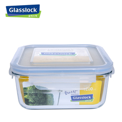 韩国Glasslock三光云彩钢化玻璃保鲜盒 微波耐热便当盒餐碗1.2L