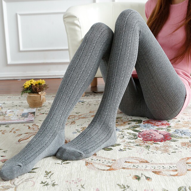 二次元秋冬纯色麻花打底裤袜春秋中厚丝袜棉针织连裤袜打底袜