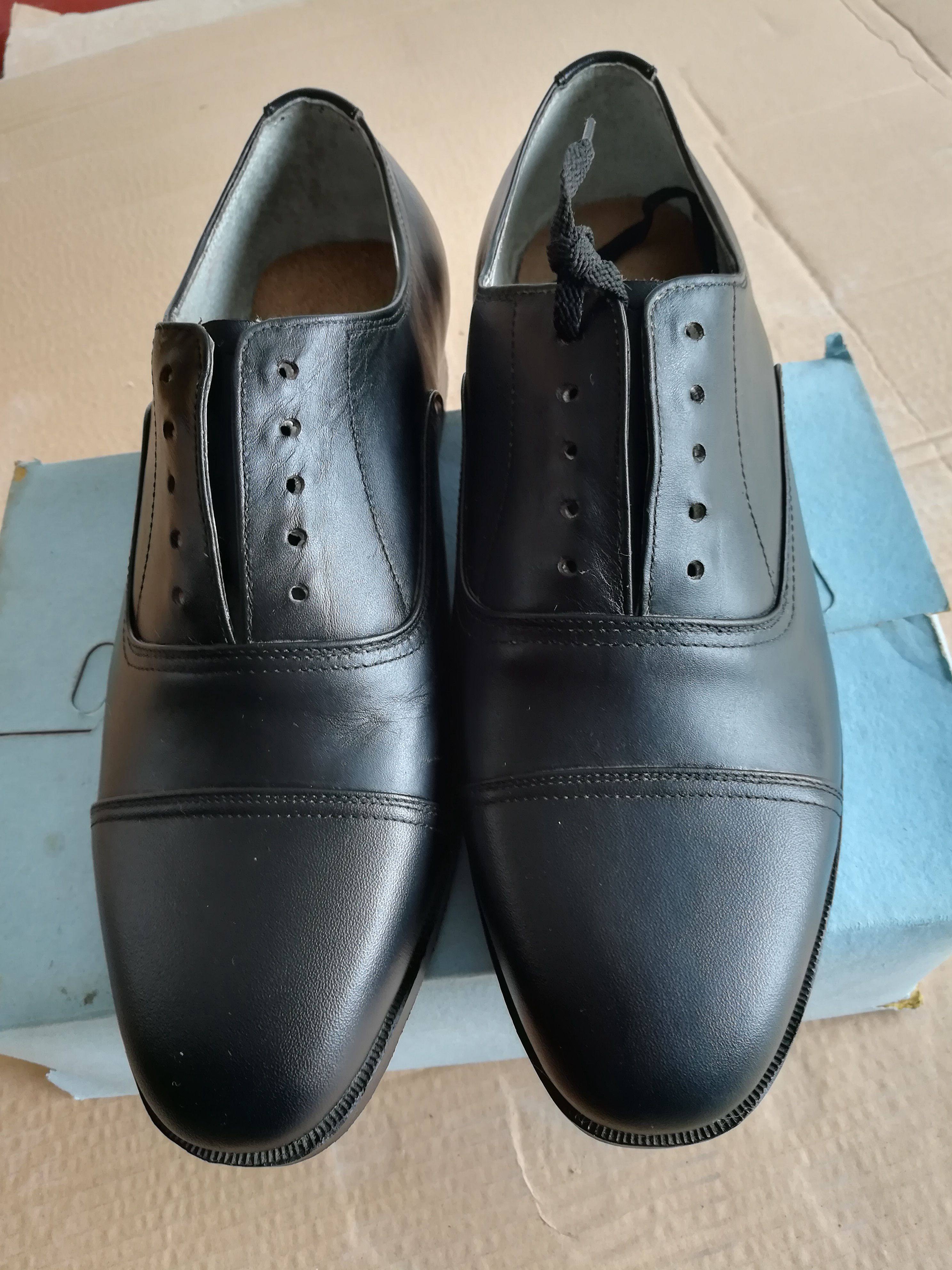 90年代生产蓝盒87三接头皮鞋三节头三尖头三截头皮鞋