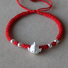 手工编织 属鸡人 男女带 99银十二生肖本命年红绳手鍊 红手绳黑绳