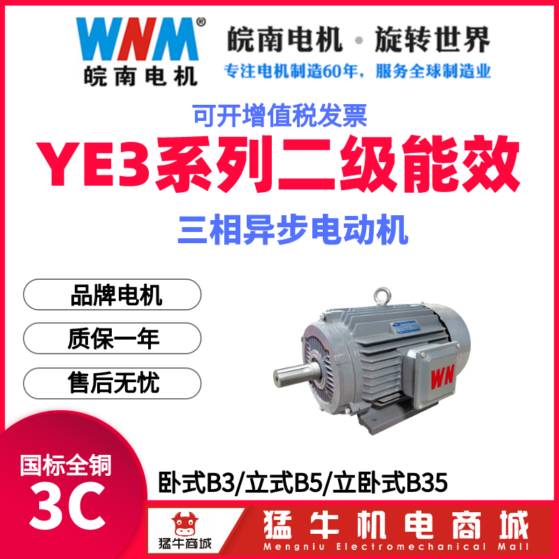 安徽皖南YE3超高二级能效异步电动机2468全系列55/75/90/110千瓦