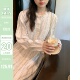 陆小团团蕾丝领碎花裙子女2024春季新款宫廷风宽松茶歇法式连衣裙