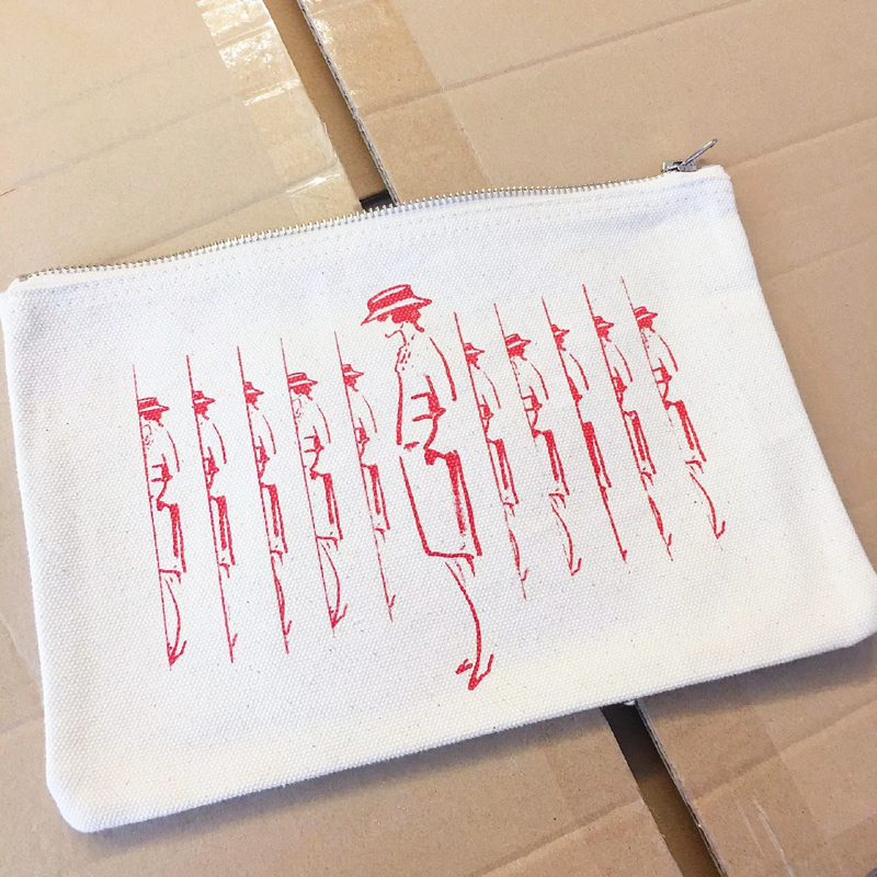 出口日本纯棉加厚帆布化妆包带拉链长方形收纳包