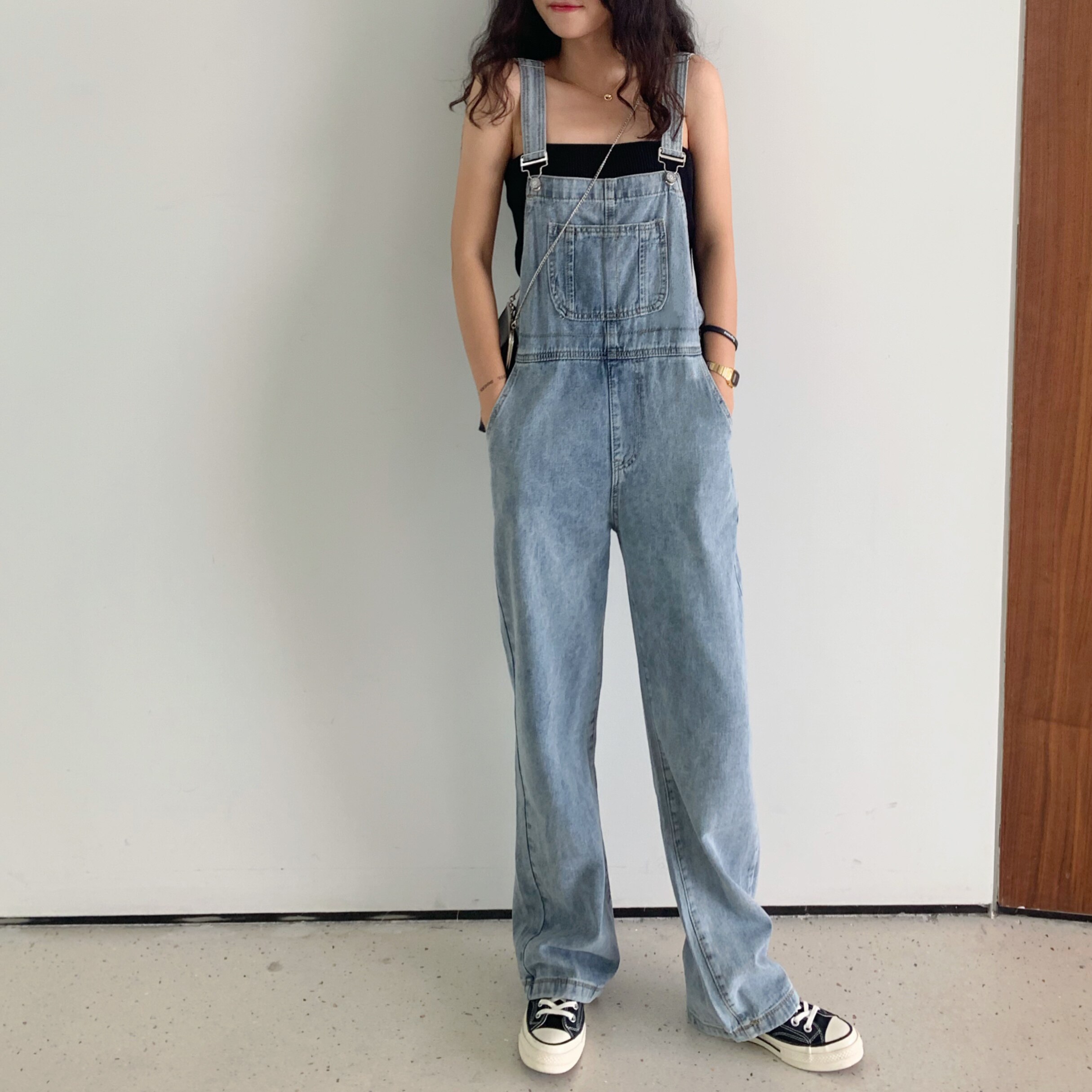 特价背带裤女宽松胖mm