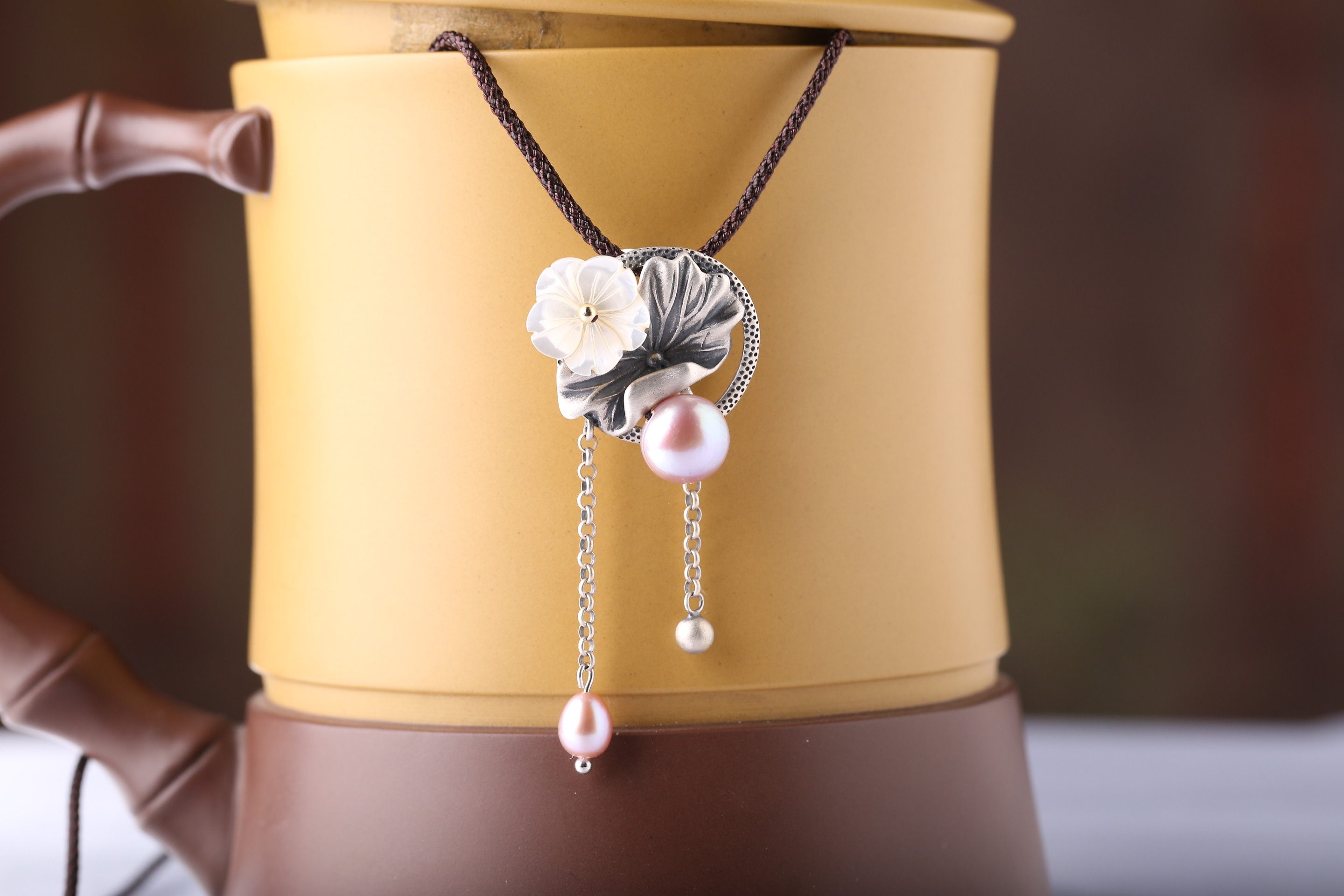 毛衣链 秋冬款 百搭_烟雨江南复古中国风项链925纯银花朵装饰长款毛衣