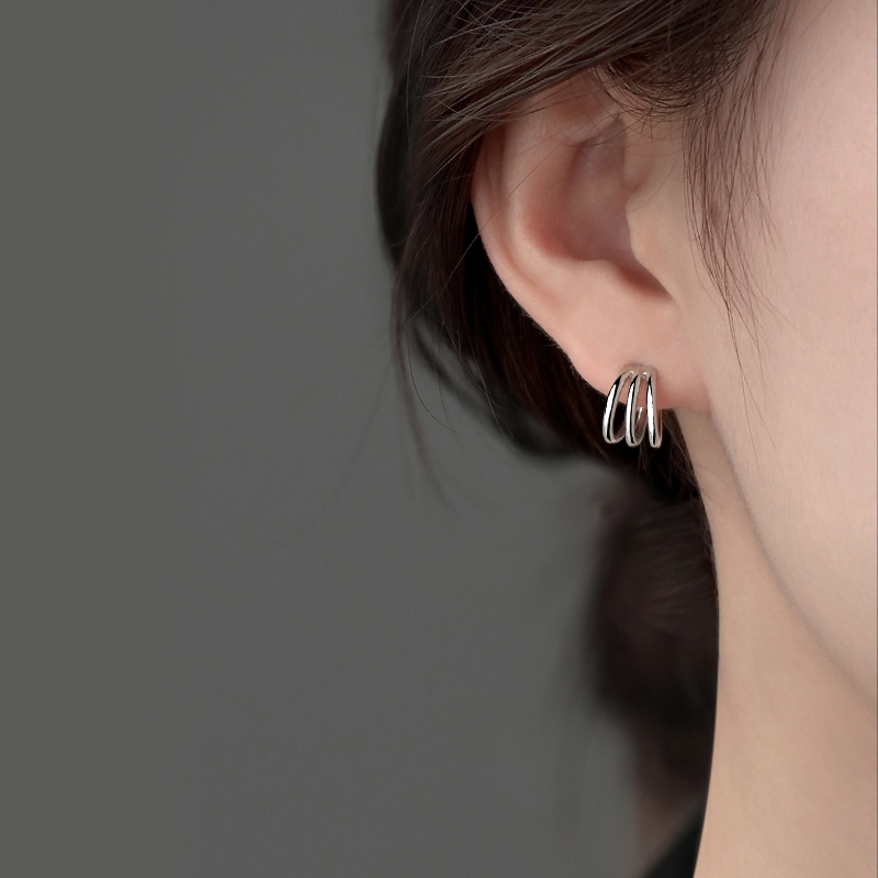 银奥925纯银耳钉女新款2024爆款耳环小众设计高级耳圈养耳洞耳饰