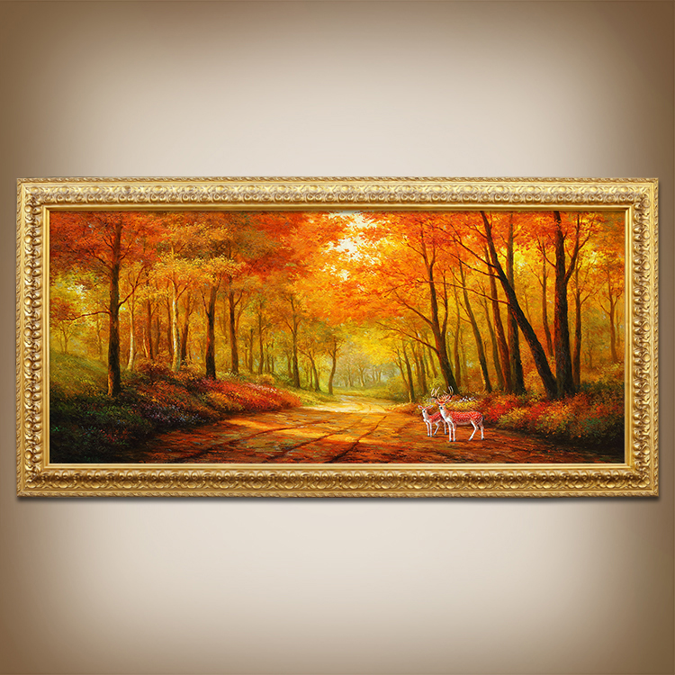 美式黄金满地纯手绘油画黄金大道客厅